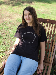 Футболка  "Уехать нельзя остаться" круглый принт производствоЕль Футболка  "Уехать нельзя остаться" круглый принт производствоЕль